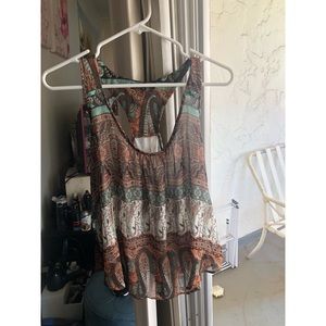 Boho tank top with split open back